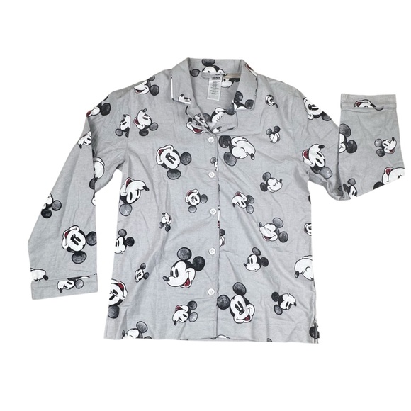Disney Pottery Barn Teen Flannel Mickey Mouse Gray Pajama Shirt & Pant Set Large - Picture 5 of 9